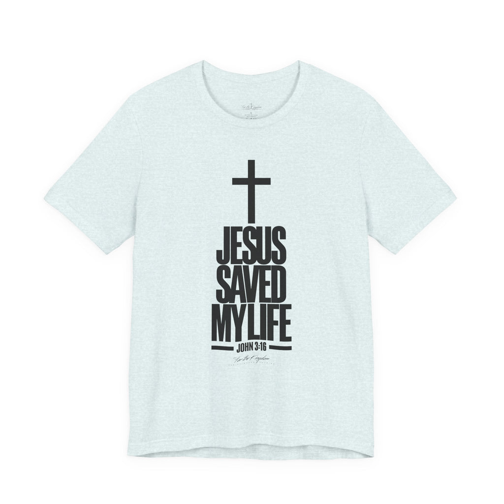 Jesus Saved My Life Dark Pallete Tee — Christian Cross Faith Shirt (John 3:16)