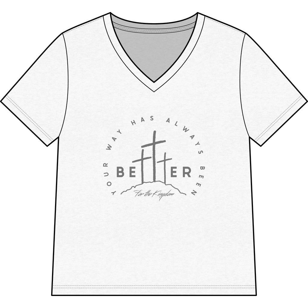 BEtttER  V-Neck Tee Dark Palette — Inspirational Christian Cross Women’s Shirt