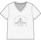 BEtttER  V-Neck Tee Dark Palette — Inspirational Christian Cross Women’s Shirt