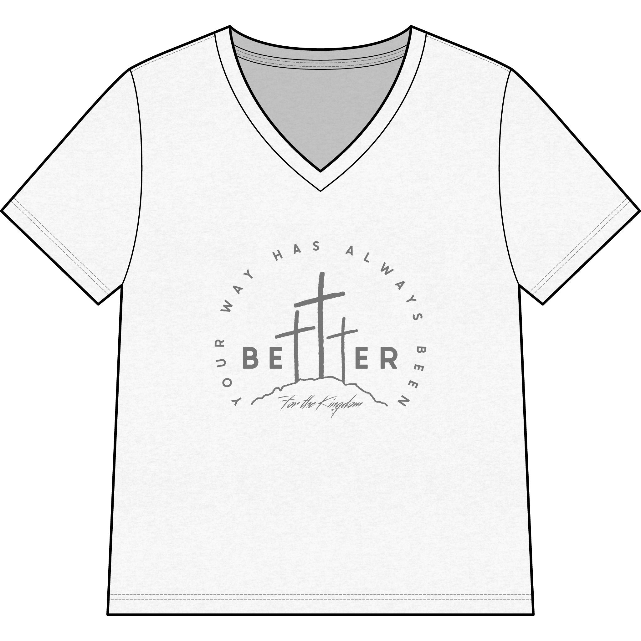 BEtttER  V-Neck Tee Dark Palette — Inspirational Christian Cross Women’s Shirt