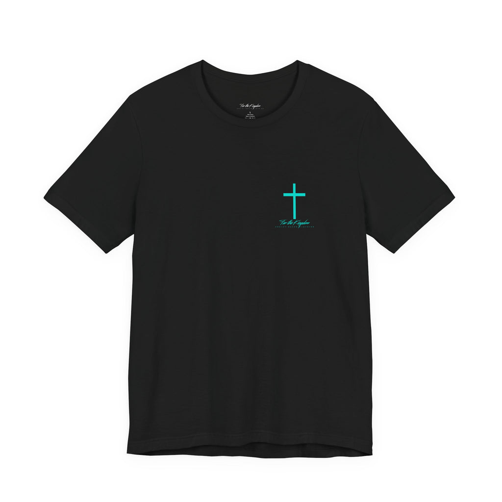 Paradise Blue Tap My Shoulder Tee — Christian Cross Short Sleeve T-Shirt