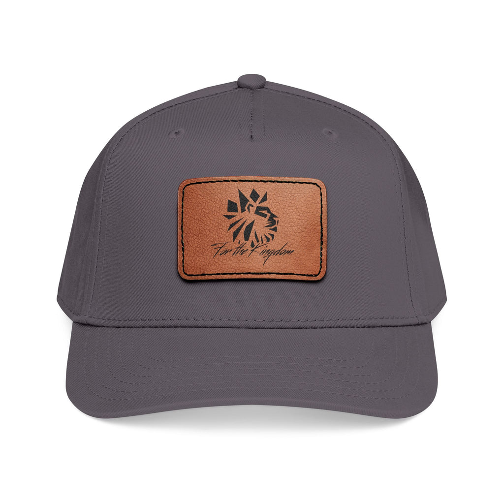 FTK Lion of Judah Leather Patch Baseball Cap — Mid Profile Rustic Outdoor Hat with Rectangle Patch