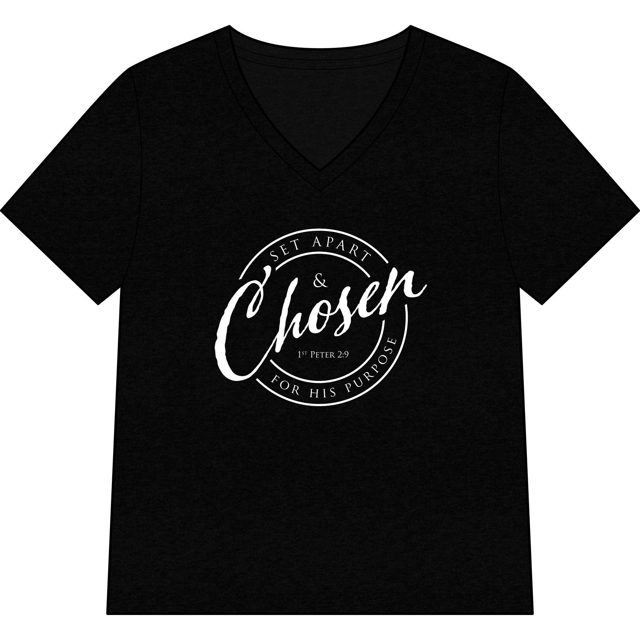 Chosen — WHITE — Christian Women's V-Neck Tee
