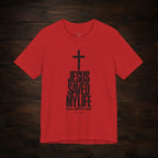 Jesus Saved My Life Dark Pallete Tee — Christian Cross Faith Shirt (John 3:16)
