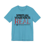 Spiritual Warfare Is Real Dark Palette T-Shirt — Christian Faith Tee with Sword Graphic