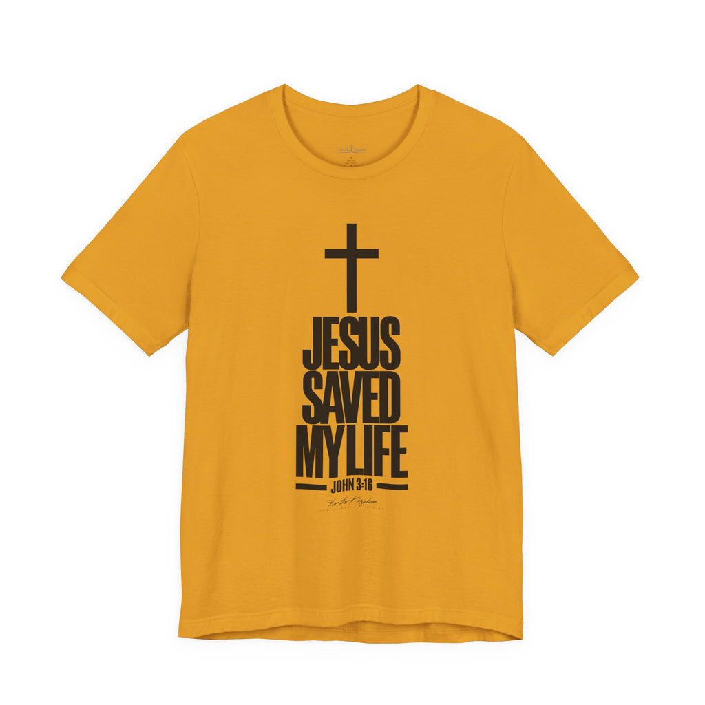 Jesus Saved My Life Dark Pallete Tee — Christian Cross Faith Shirt (John 3:16)