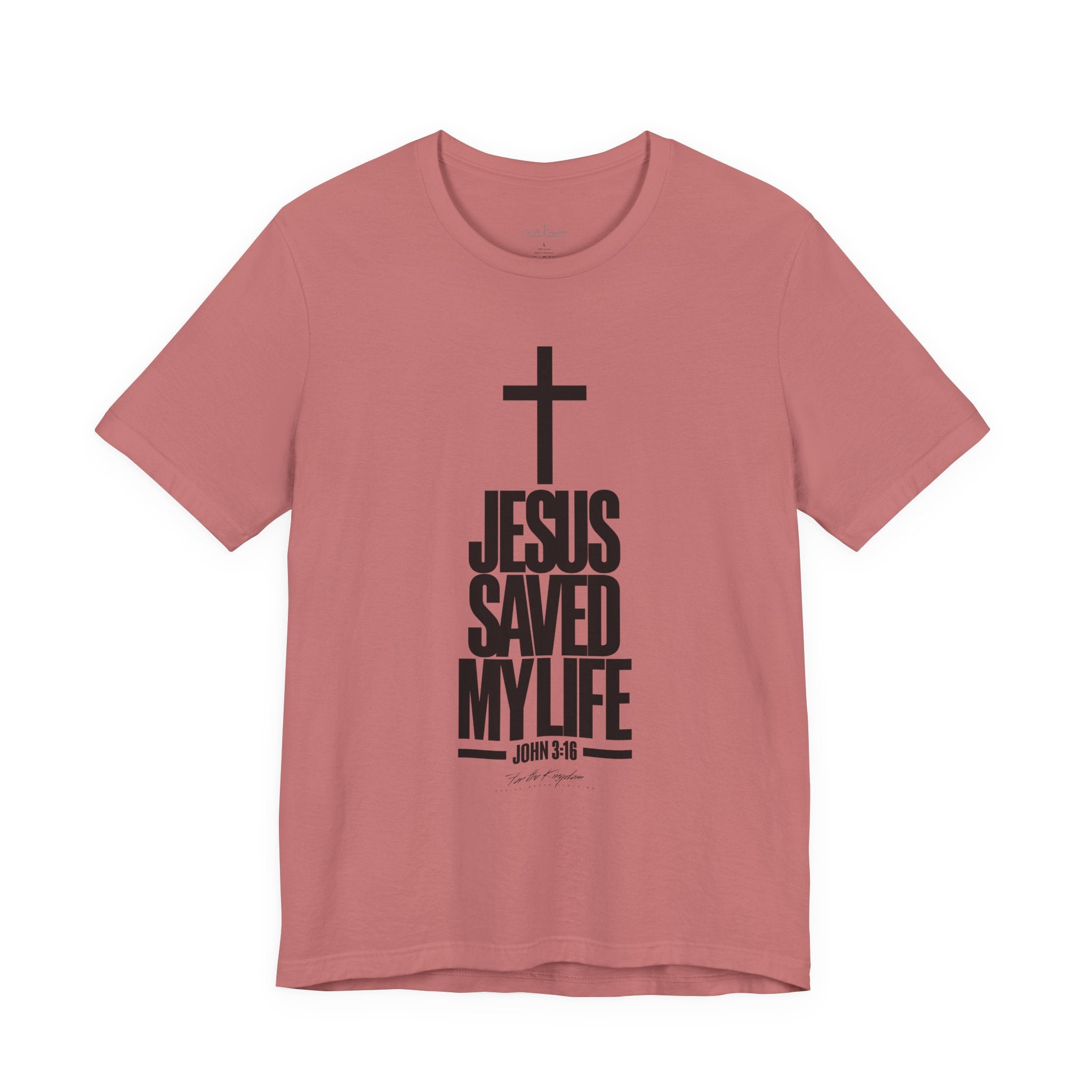 Jesus Saved My Life Dark Pallete Tee — Christian Cross Faith Shirt (John 3:16)
