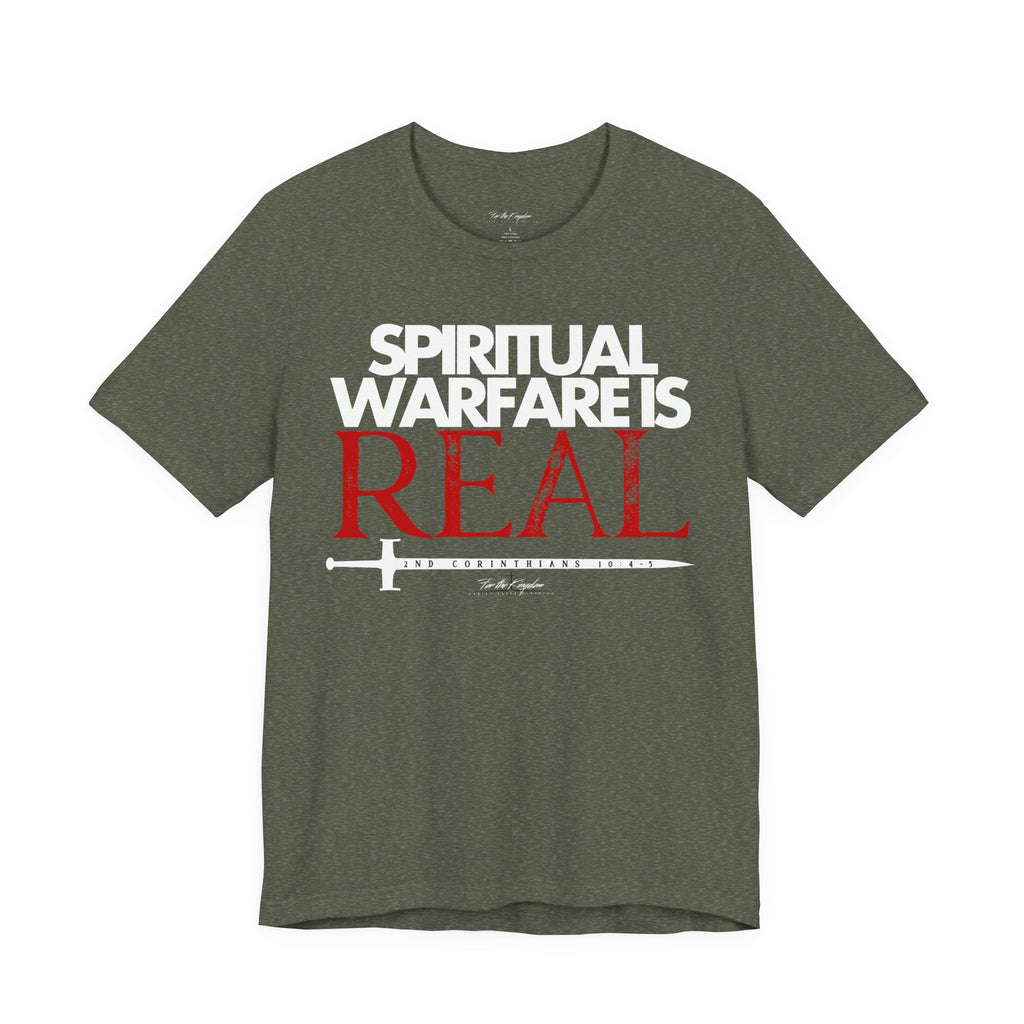 Spiritual Warfare Is Real Light Palette T-Shirt — Christian Faith Tee with Sword Graphic