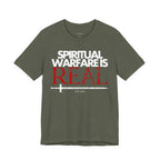 Spiritual Warfare Is Real Light Palette T-Shirt — Christian Faith Tee with Sword Graphic