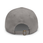 Flame Patch Dad Hat — Leather Round Patch Fire Logo Cap