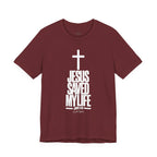 Jesus Saved My Life Light Pallete Tee — Christian Cross Faith Shirt (John 3:16)