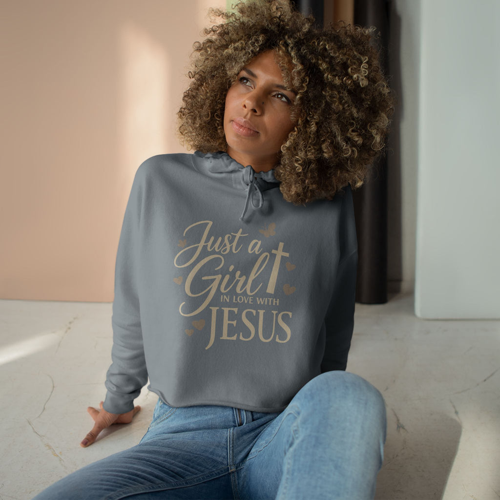 Just a Girl in Love with Jesus - Christian Crop Hoodie