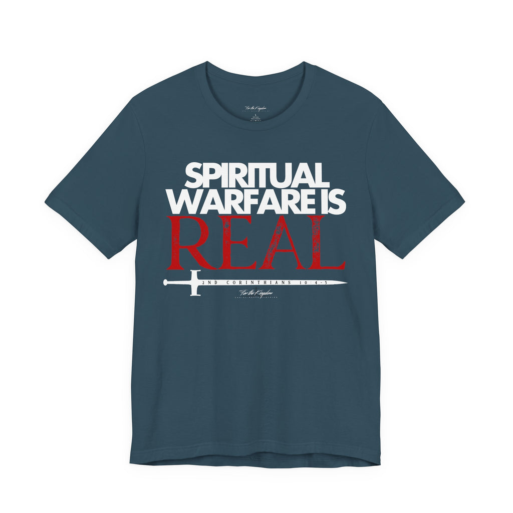 Spiritual Warfare Is Real Light Palette T-Shirt — Christian Faith Tee with Sword Graphic
