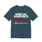 Spiritual Warfare Is Real Light Palette T-Shirt — Christian Faith Tee with Sword Graphic