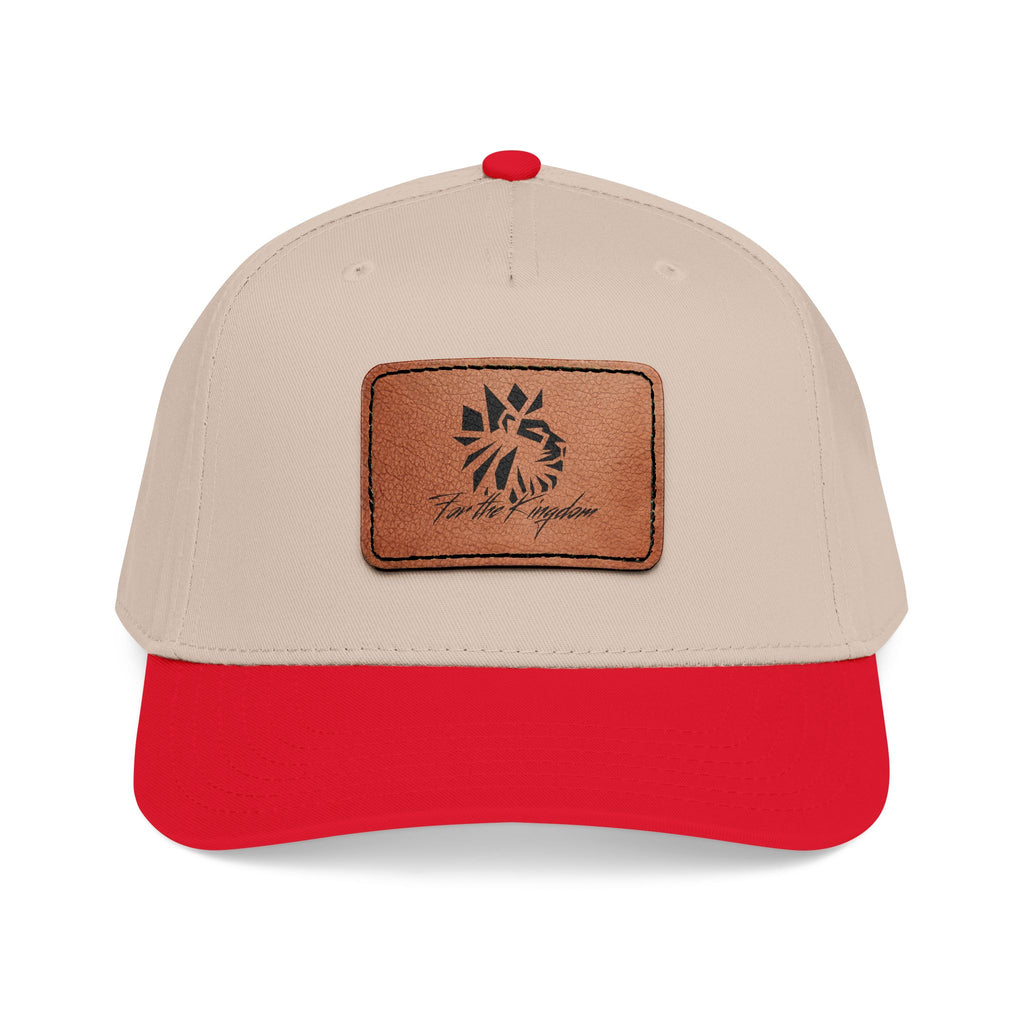 FTK Lion of Judah Leather Patch Baseball Cap — Mid Profile Rustic Outdoor Hat with Rectangle Patch