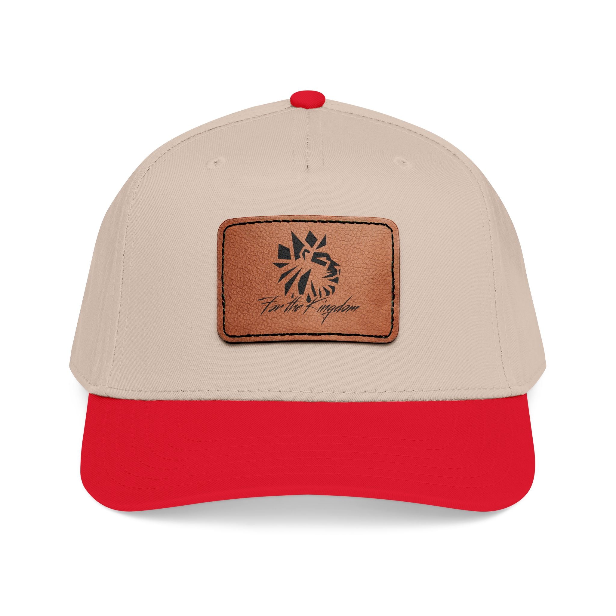 FTK Lion of Judah Leather Patch Baseball Cap — Mid Profile Rustic Outdoor Hat with Rectangle Patch
