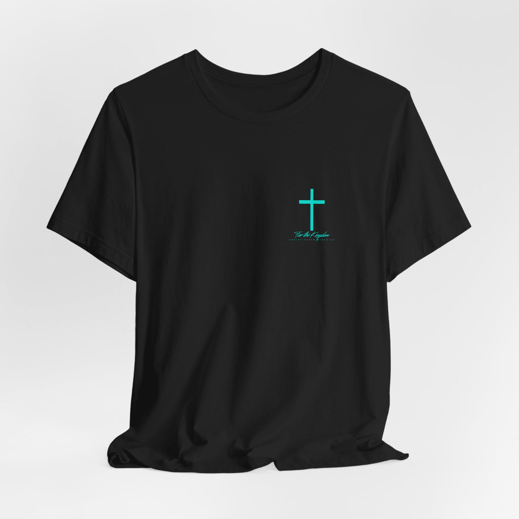 Paradise Blue Tap My Shoulder Tee — Christian Cross Short Sleeve T-Shirt