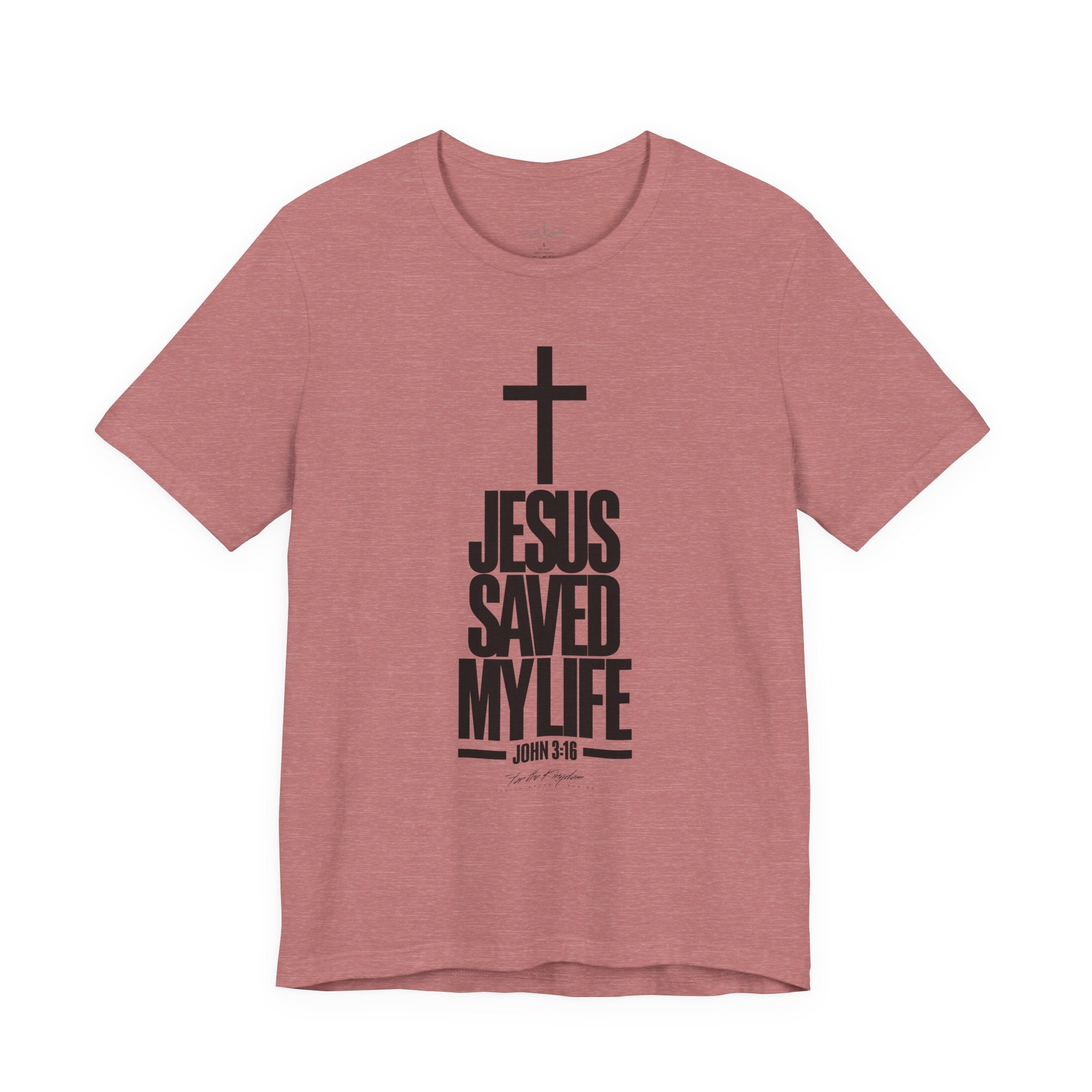 Jesus Saved My Life Dark Pallete Tee — Christian Cross Faith Shirt (John 3:16)