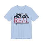 Spiritual Warfare Is Real Dark Palette T-Shirt — Christian Faith Tee with Sword Graphic