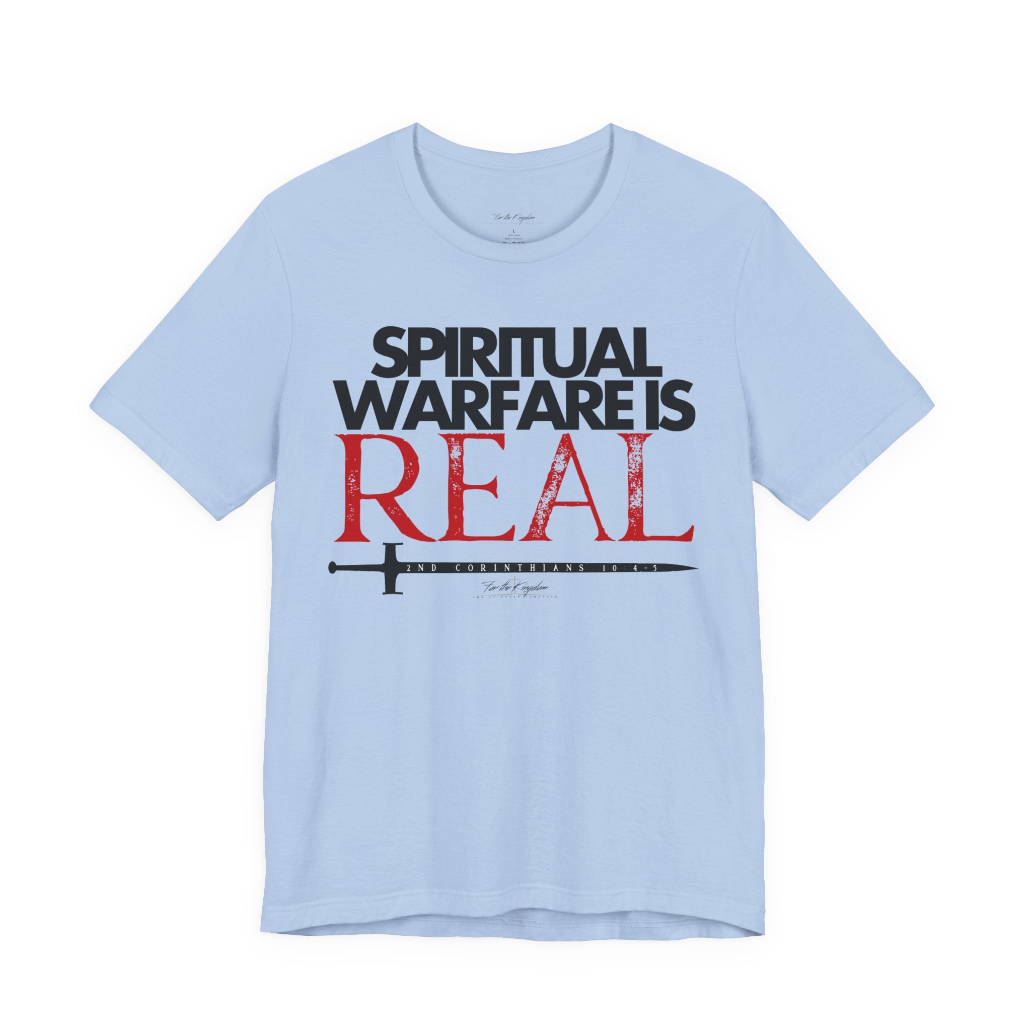 Spiritual Warfare Is Real Dark Palette T-Shirt — Christian Faith Tee with Sword Graphic