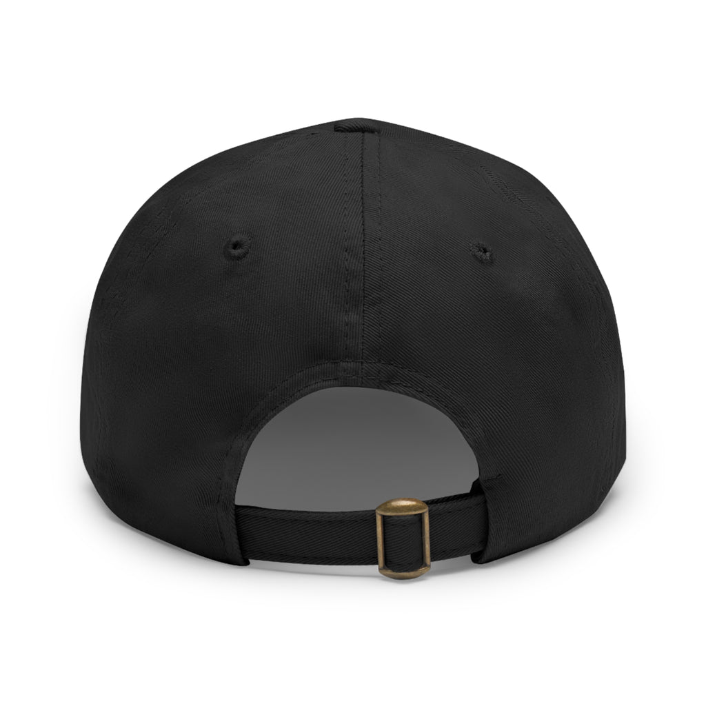 Flame Patch Dad Hat — Leather Round Patch Fire Logo Cap