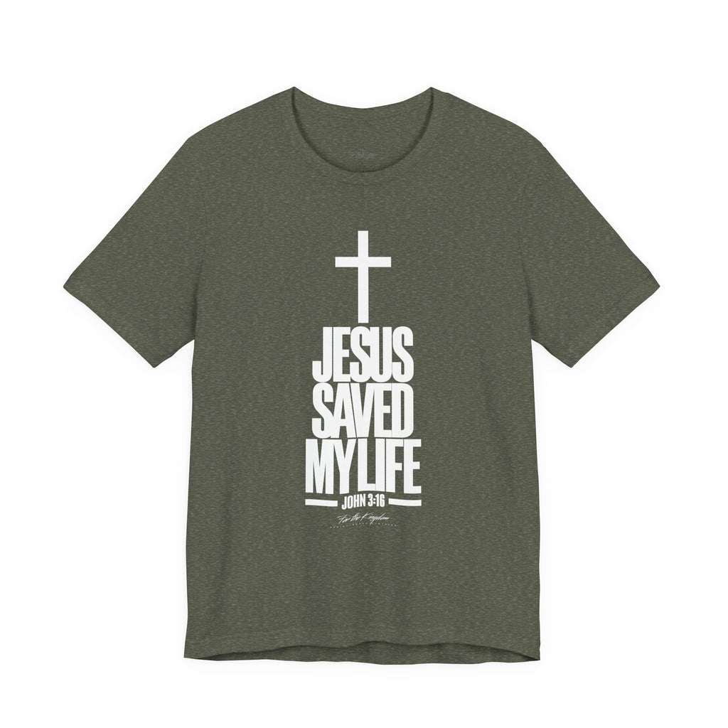 Jesus Saved My Life Light Pallete Tee — Christian Cross Faith Shirt (John 3:16)