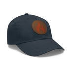Flame Patch Dad Hat — Leather Round Patch Fire Logo Cap