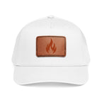Leather Patch Flame Baseball Cap — Mid Profile Adjustable Hat