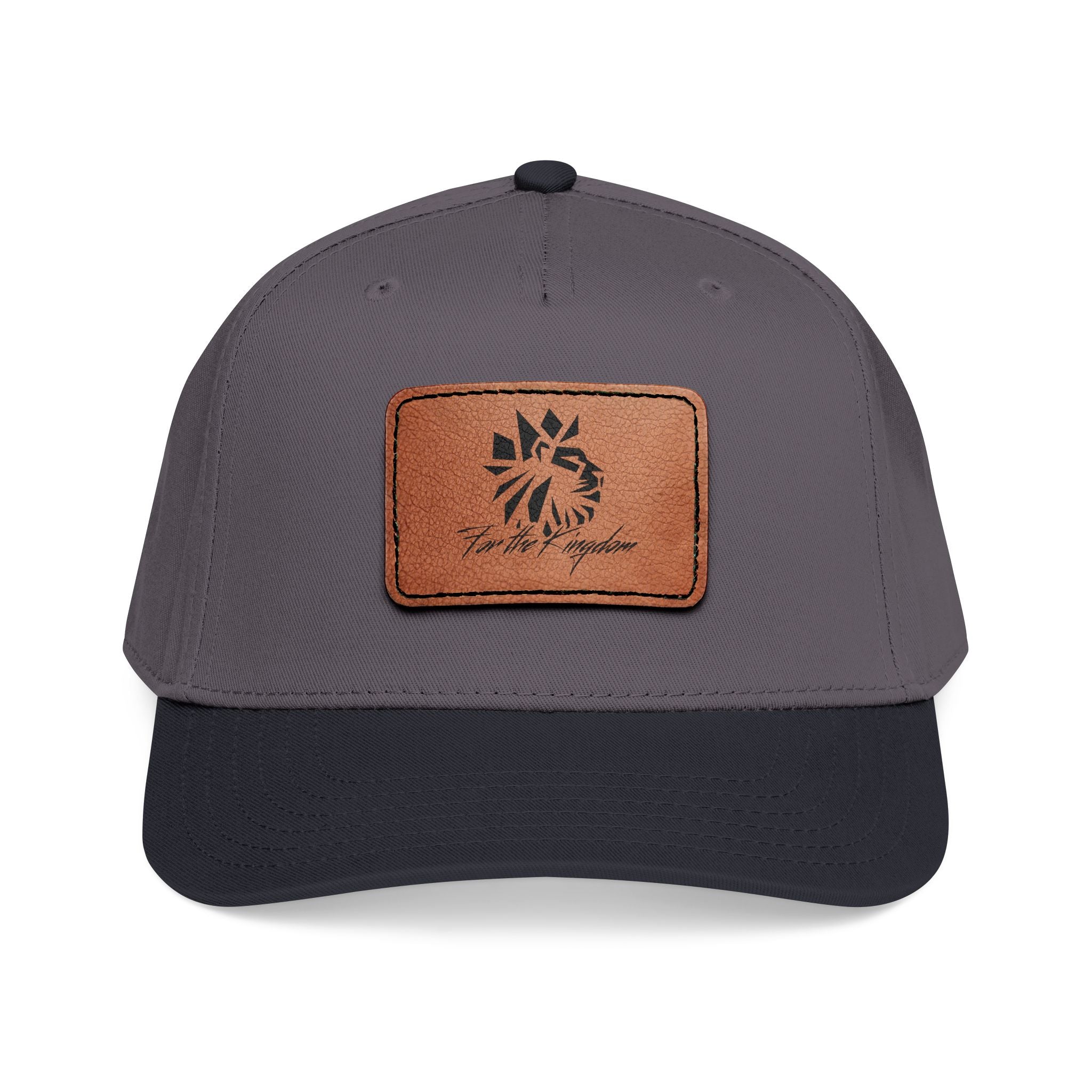 FTK Lion of Judah Leather Patch Baseball Cap — Mid Profile Rustic Outdoor Hat with Rectangle Patch