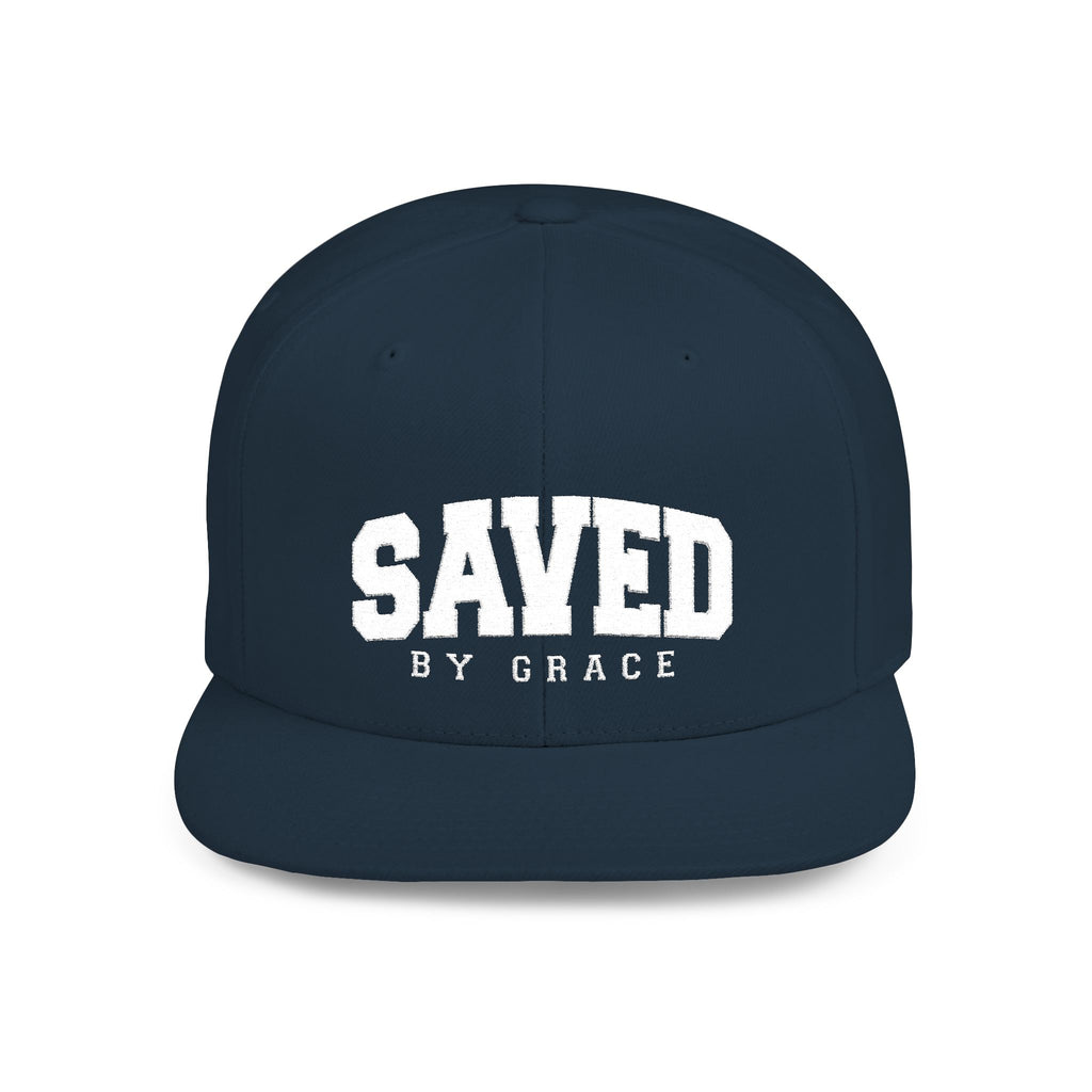 SAVED BY GRACE — Flat Bill Snapback Hat — Bold Faith Statement Cap