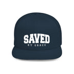 SAVED BY GRACE — Flat Bill Snapback Hat — Bold Faith Statement Cap