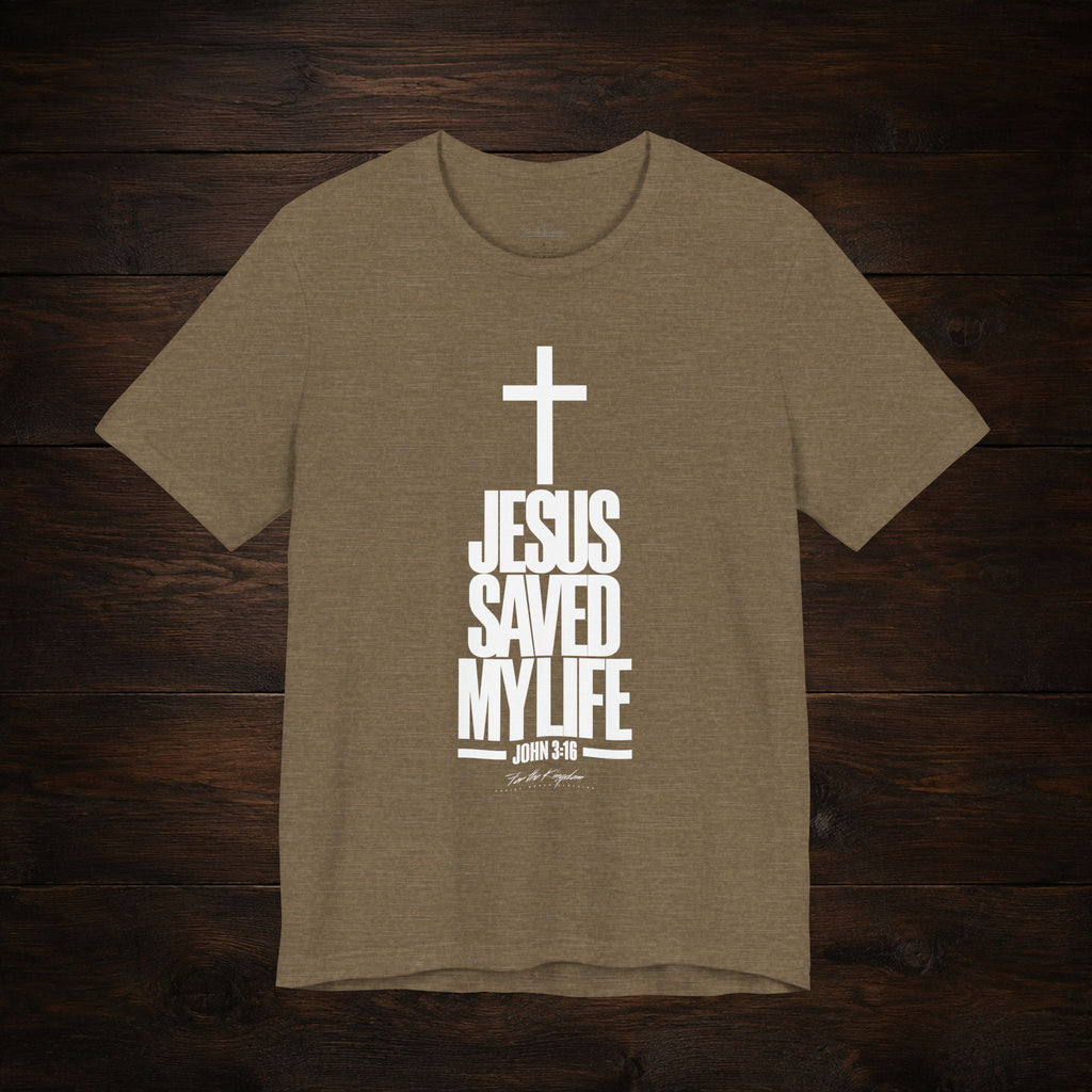 Jesus Saved My Life Light Pallete Tee — Christian Cross Faith Shirt (John 3:16)
