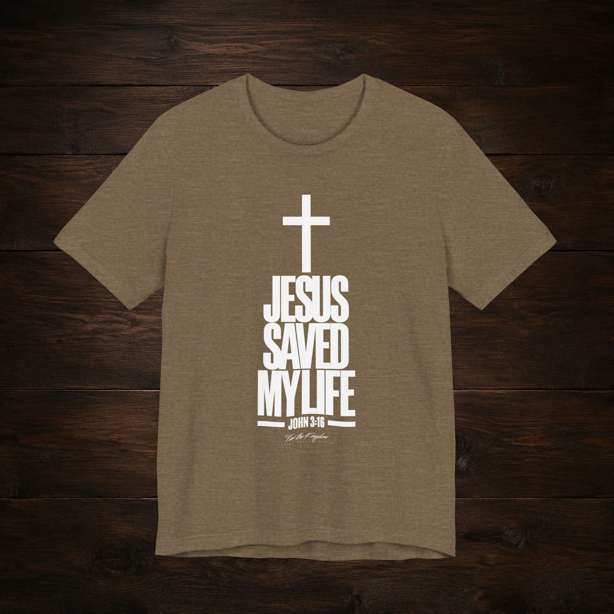 Jesus Saved My Life Light Pallete Tee — Christian Cross Faith Shirt (John 3:16)