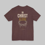 In Christ Alone T-Shirt — Christian Cross & Crown of Thorns Faith Tee