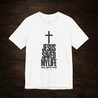 Jesus Saved My Life Dark Pallete Tee — Christian Cross Faith Shirt (John 3:16)