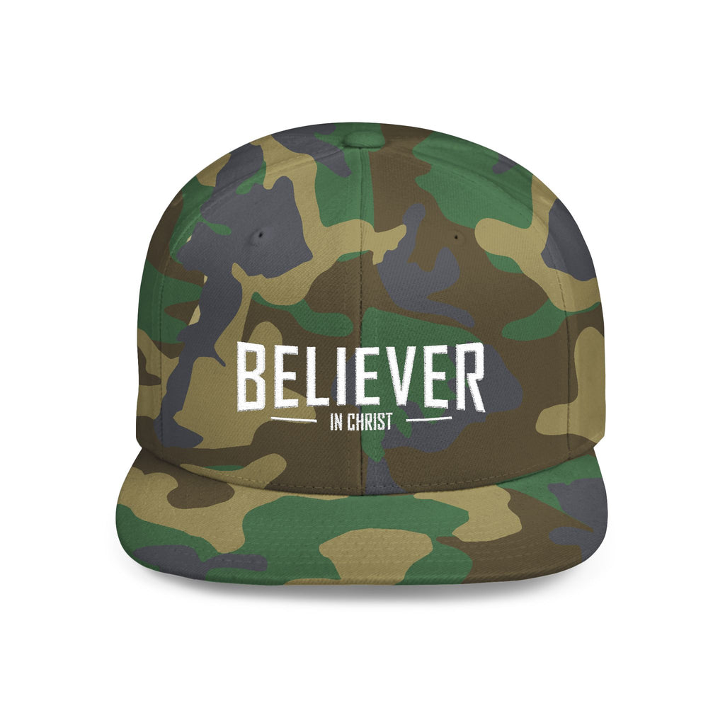 Believer Flat Bill Snapback Hat — Bold Faith Statement Cap