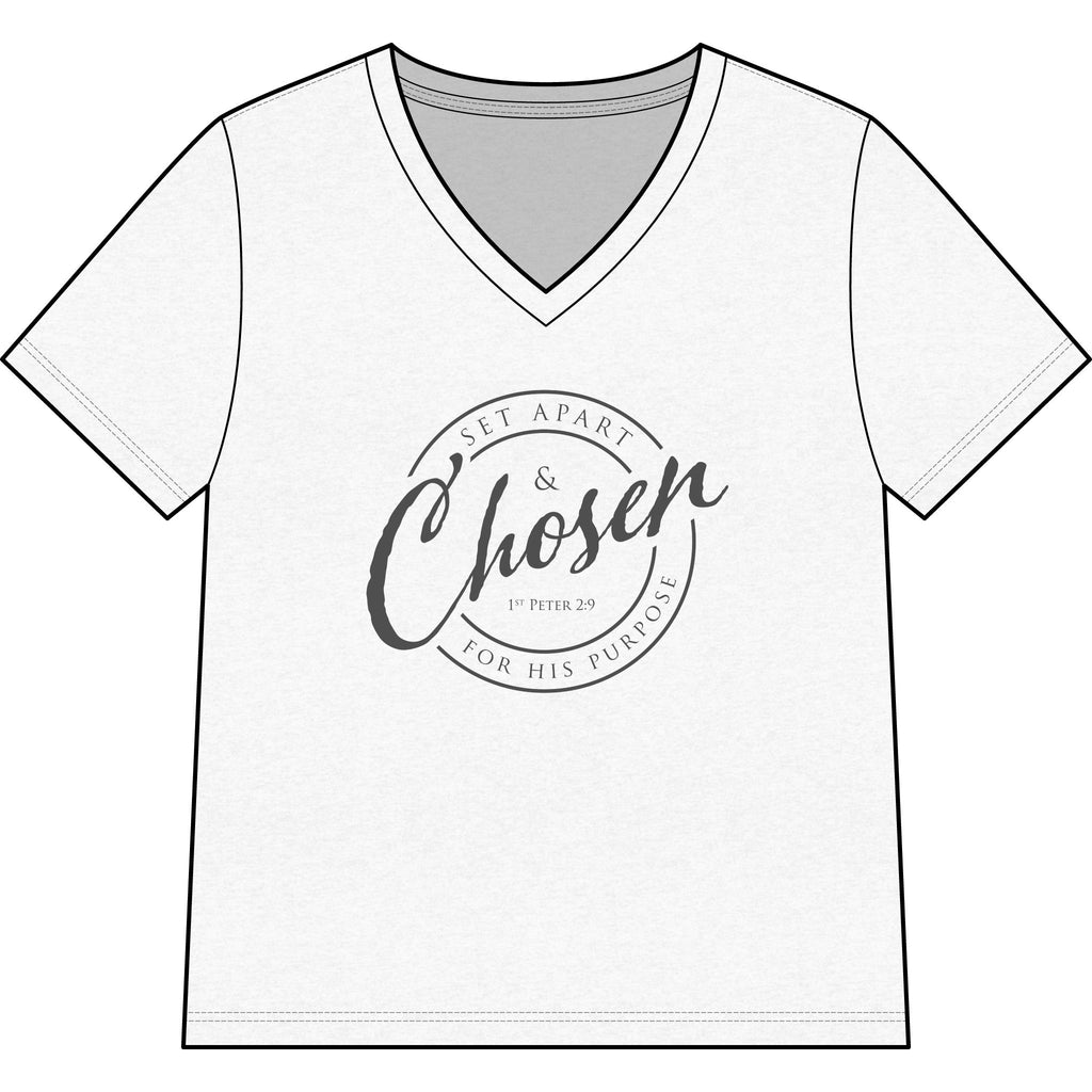 Chosen —CHARCOAL — Christian Women's V-Neck Tee