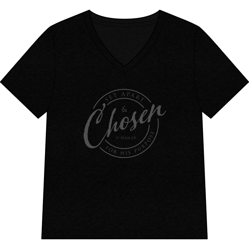 Chosen —CHARCOAL — Christian Women's V-Neck Tee