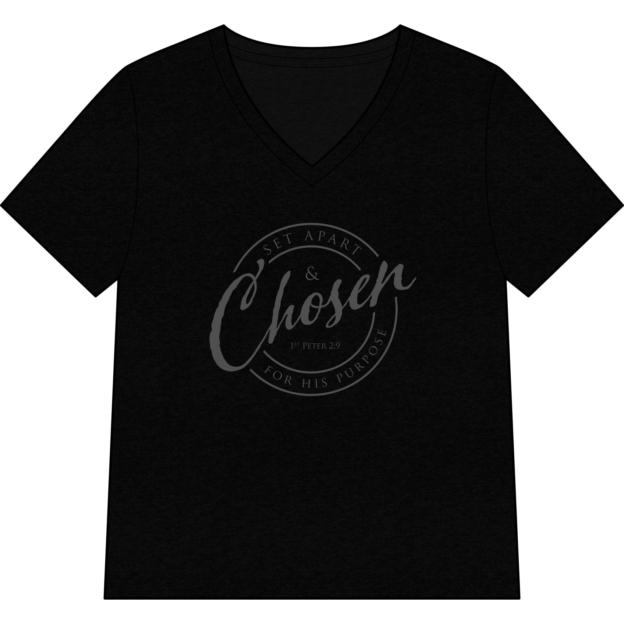 Chosen —CHARCOAL — Christian Women's V-Neck Tee