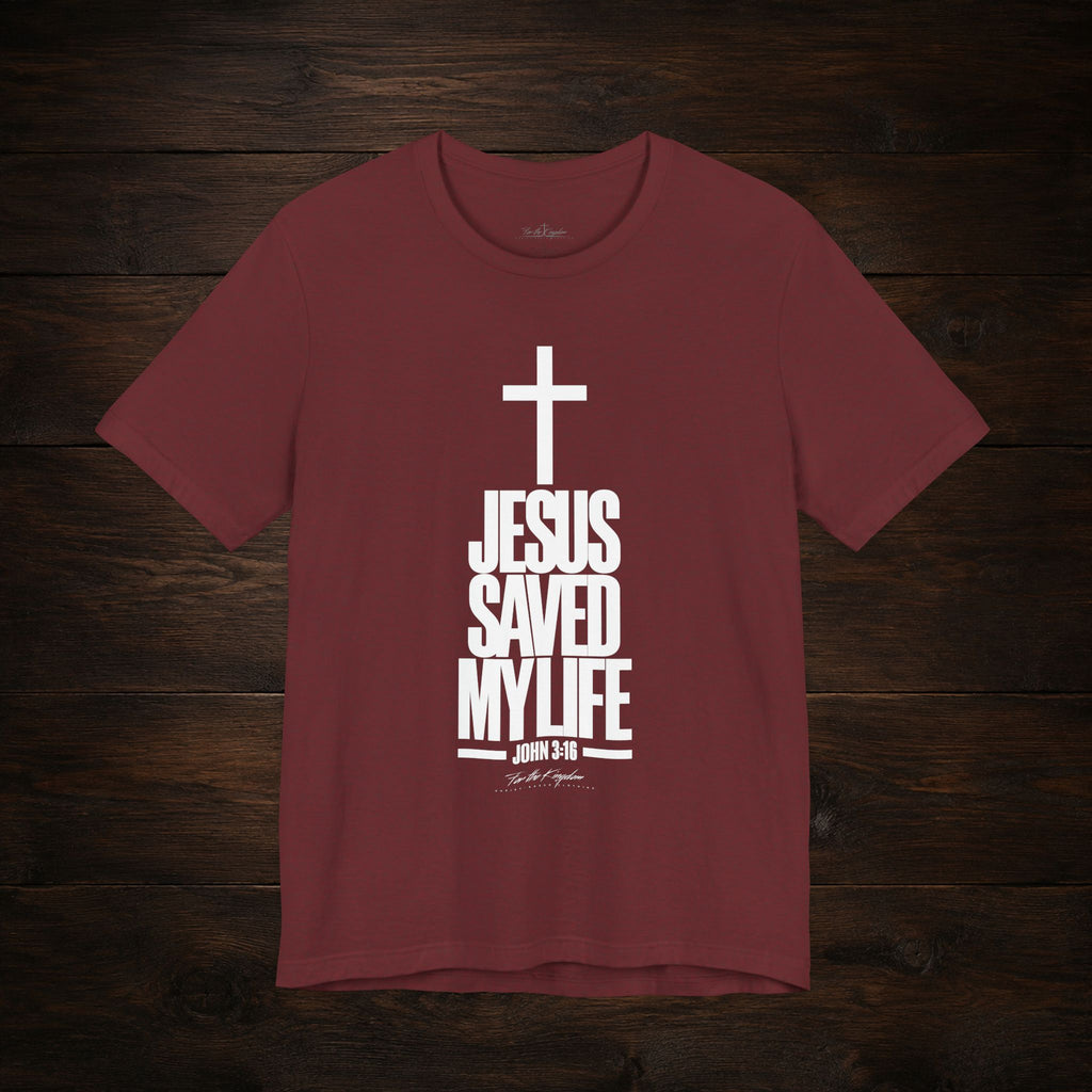 Jesus Saved My Life Light Pallete Tee — Christian Cross Faith Shirt (John 3:16)