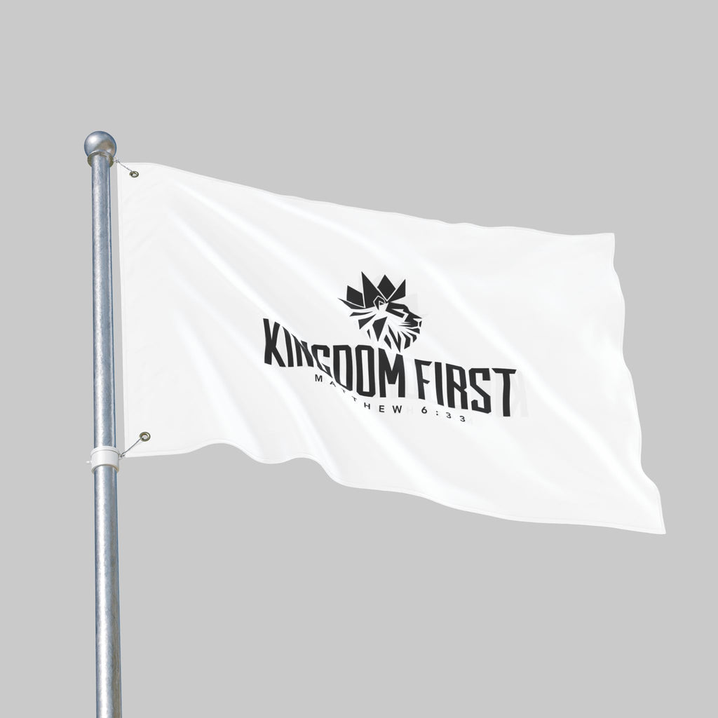 Kingdom First Double-Sided Flag — Matthew 6:33 Inspirational Church Banner