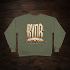 Christian Crewneck Sweatshirt — "BYOB (Bring Your Own Bible)" Faith Graphic