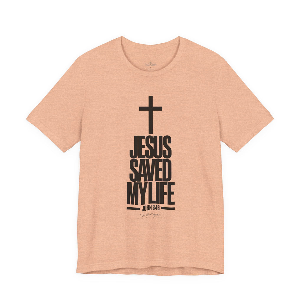 Jesus Saved My Life Dark Pallete Tee — Christian Cross Faith Shirt (John 3:16)