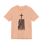 Jesus Saved My Life Dark Pallete Tee — Christian Cross Faith Shirt (John 3:16)