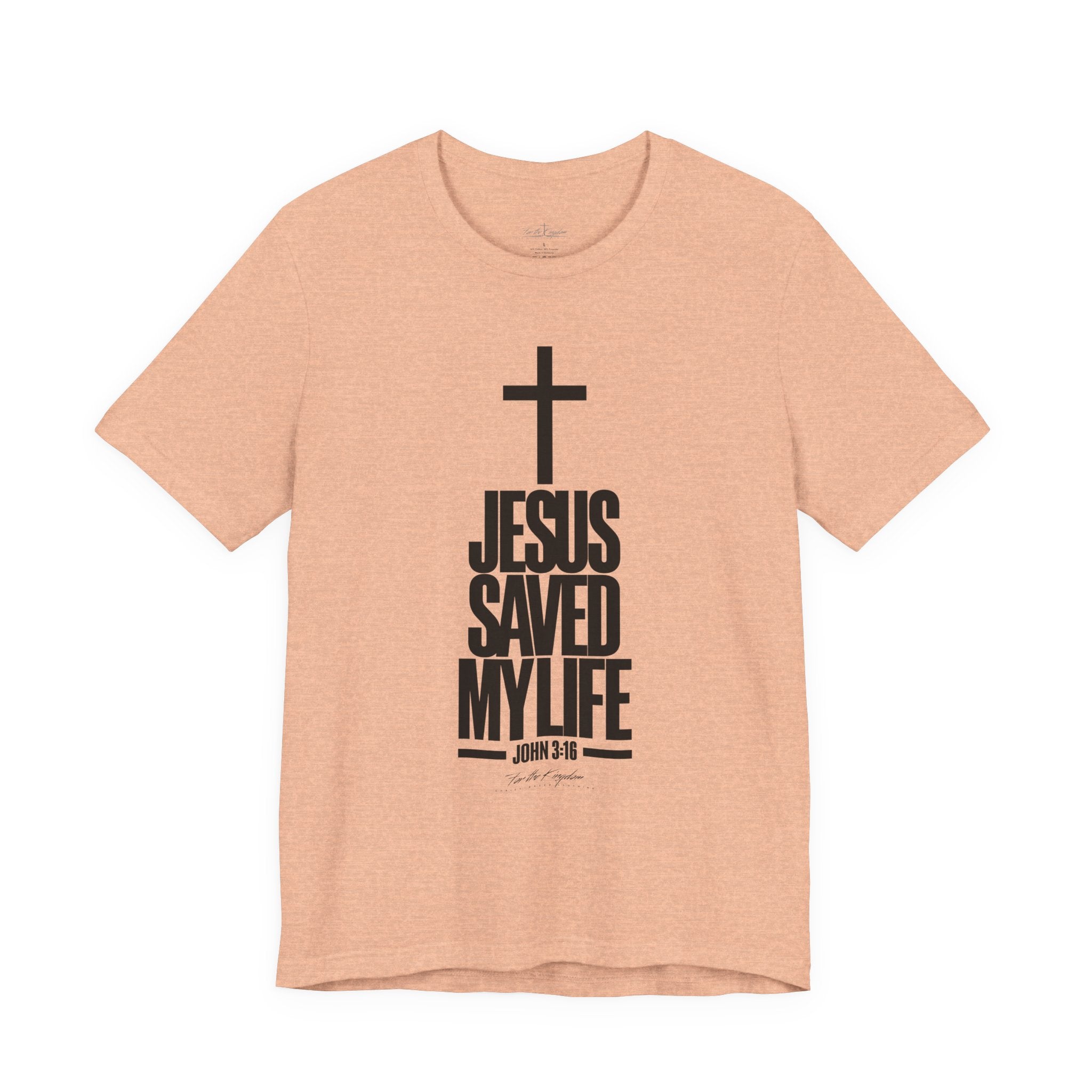 Jesus Saved My Life Dark Pallete Tee — Christian Cross Faith Shirt (John 3:16)