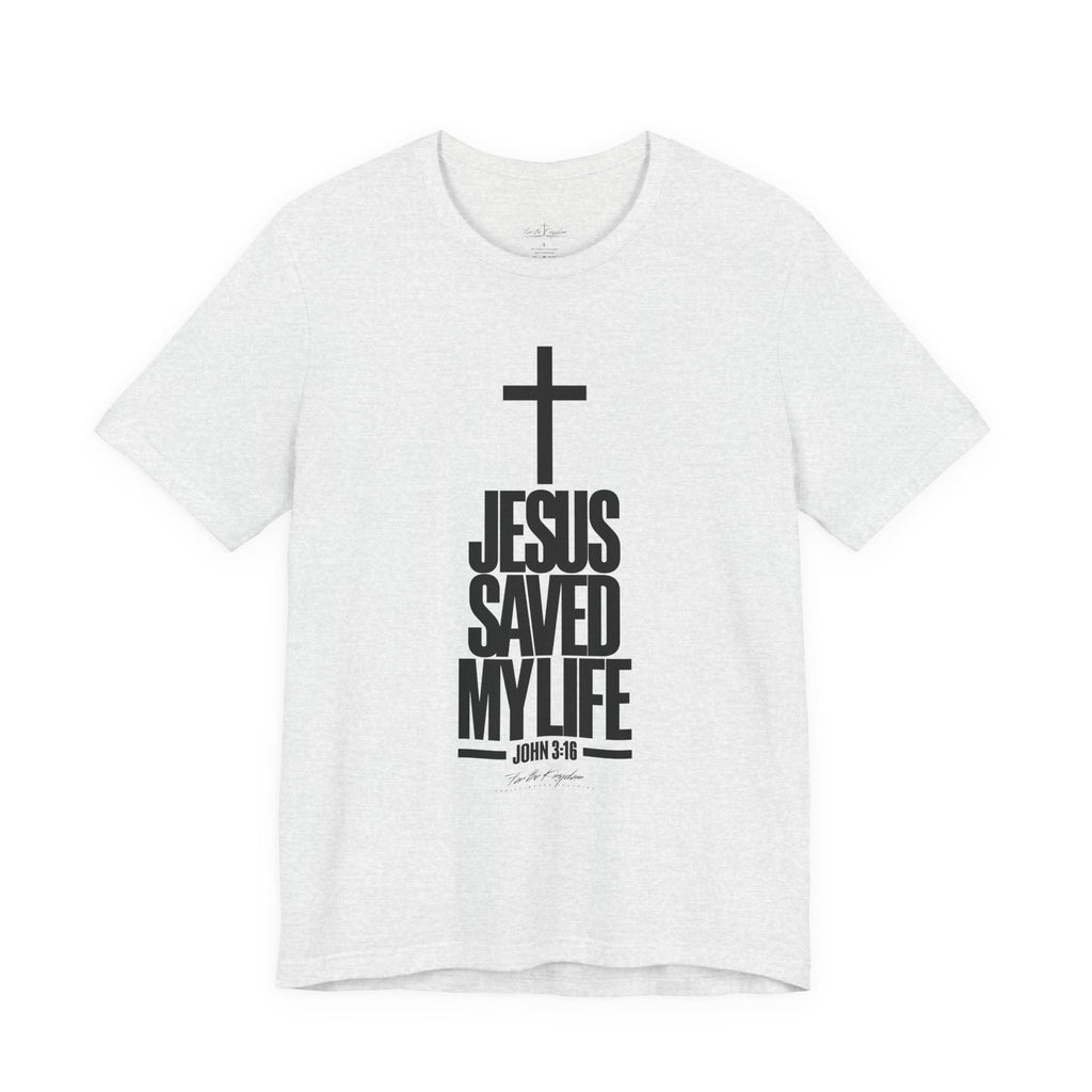 Jesus Saved My Life Dark Pallete Tee — Christian Cross Faith Shirt (John 3:16)