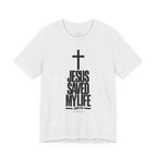 Jesus Saved My Life Dark Pallete Tee — Christian Cross Faith Shirt (John 3:16)