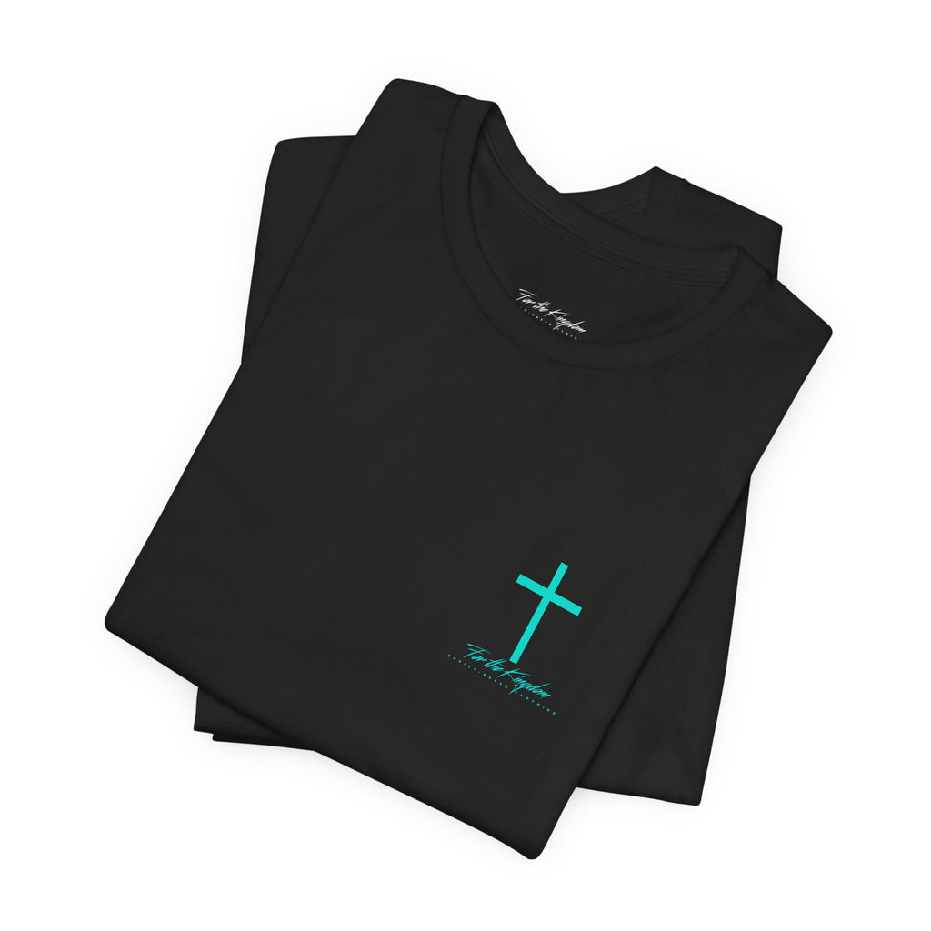 Paradise Blue Tap My Shoulder Tee — Christian Cross Short Sleeve T-Shirt