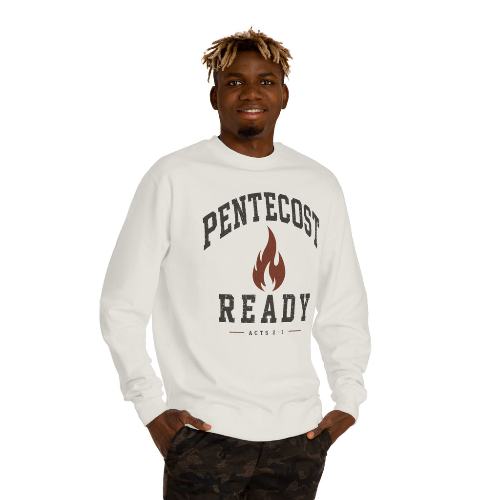Pentecost Ready Crewneck Sweatshirt — Christian Faith Flame Graphic