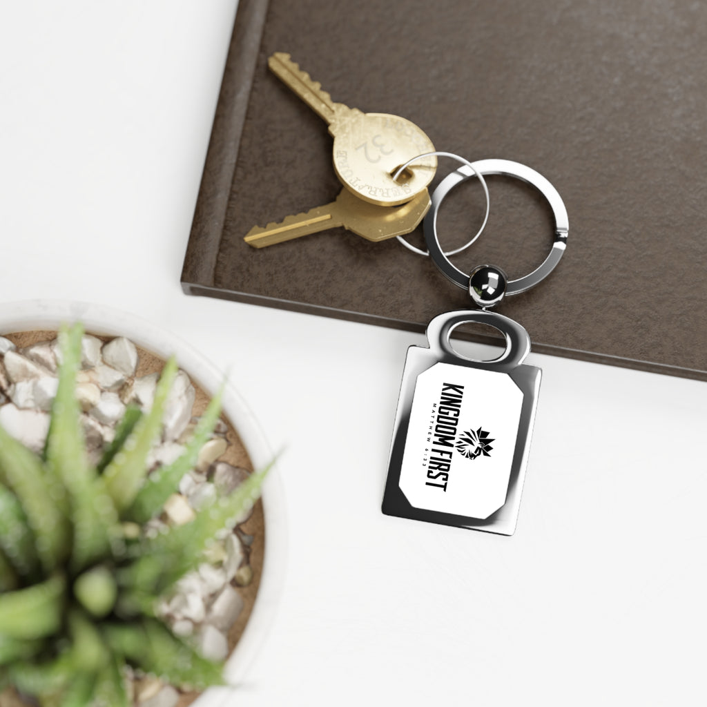 Rectangle Keyring — 'Kingdom First' Engraved Metal Photo Keychain